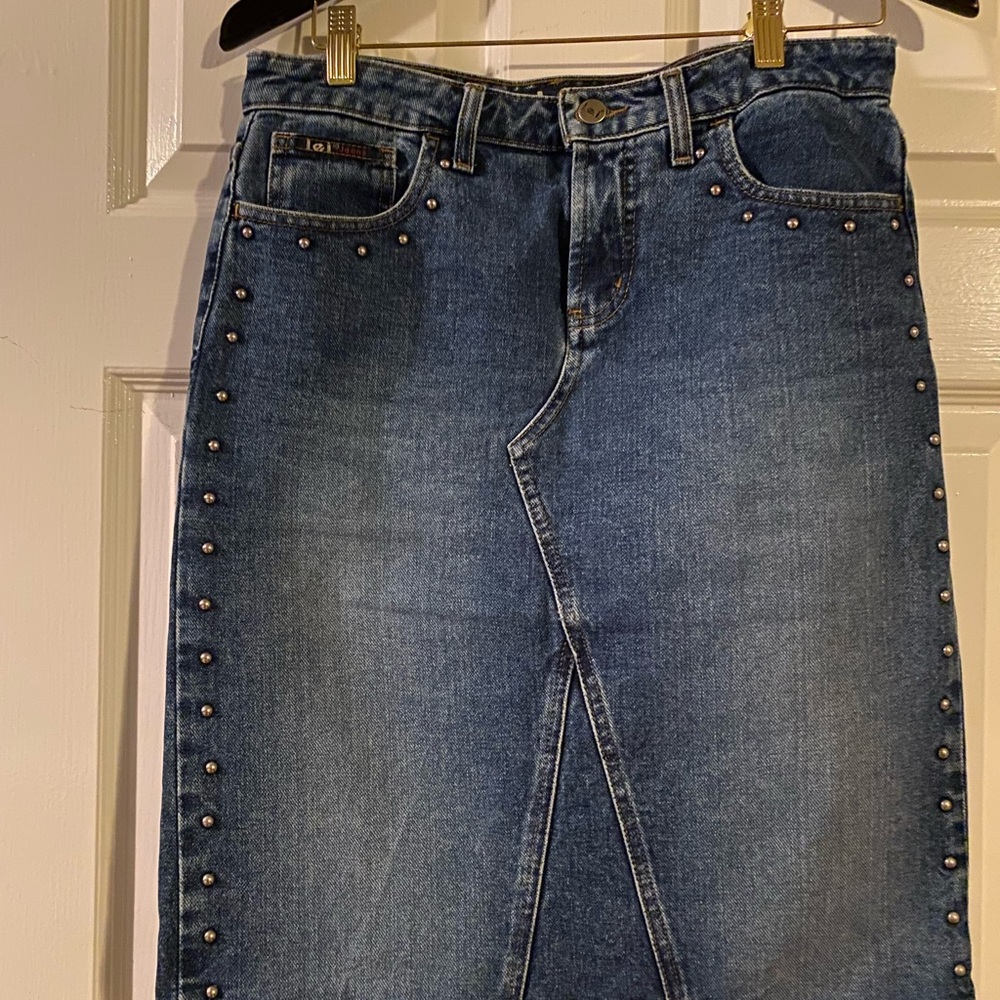 LEI Blue Denim A-Line Skirt